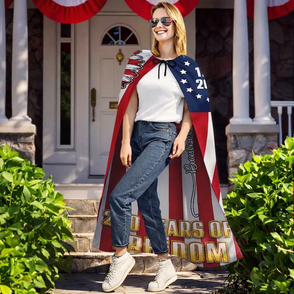 America 250th,Independence Day,Gift For Yourself,Proud,Custom Text - Stars And Stripes 1776 2026 America Freedom - Personalized Costume Cape