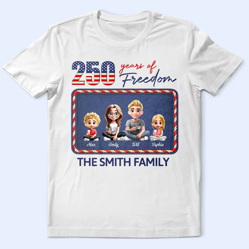 America 250th,Family,Gift For Father,Gift For Mother,Gift For Husband,Gift For Wife,Happy,Independence Day,Gift For Daughter,Gift For Son - Stars And Stripes 250 Years Of Freedom - Personalized T Shirt
