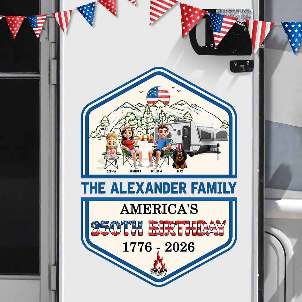 Independence Day,America 250th,Family,Camping,Happy - Stars And Stripes 250th Birthday Of America - Personalized Decor Decal