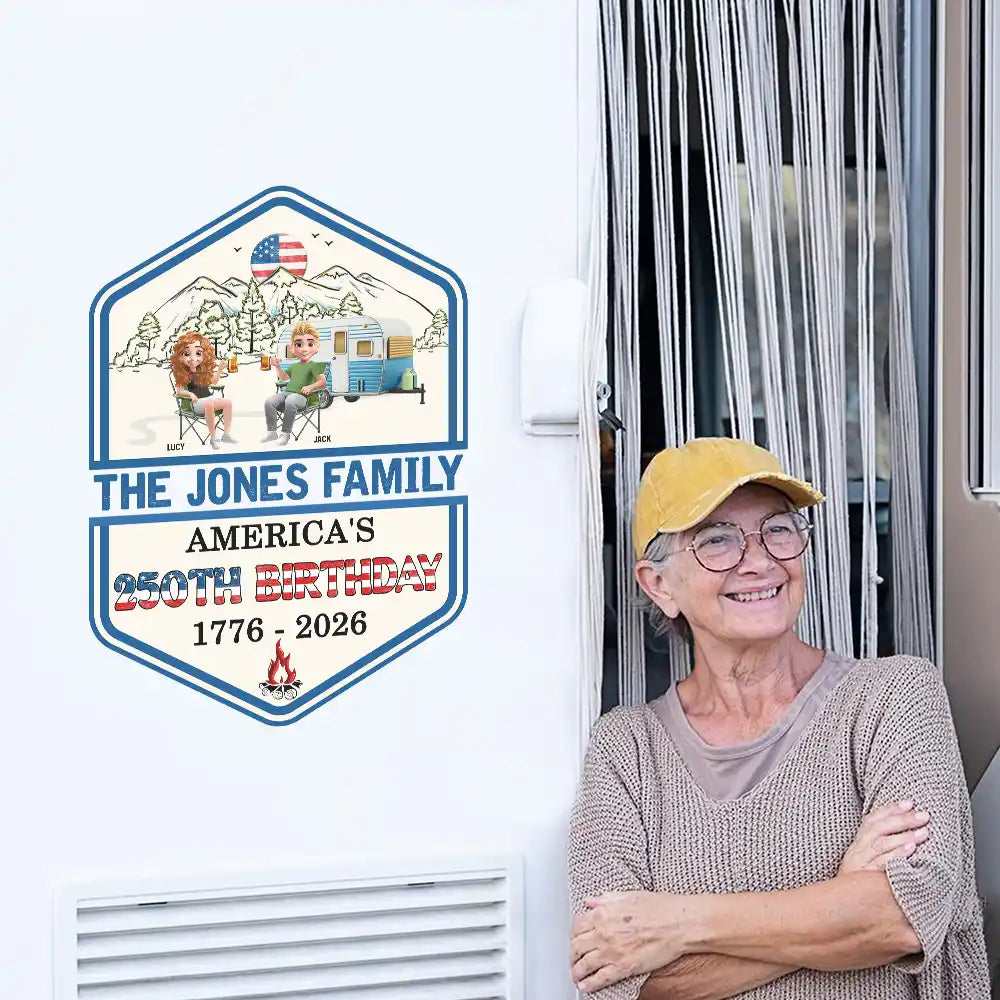 Independence Day,America 250th,Family,Camping,Happy - Stars And Stripes 250th Birthday Of America - Personalized Decor Decal