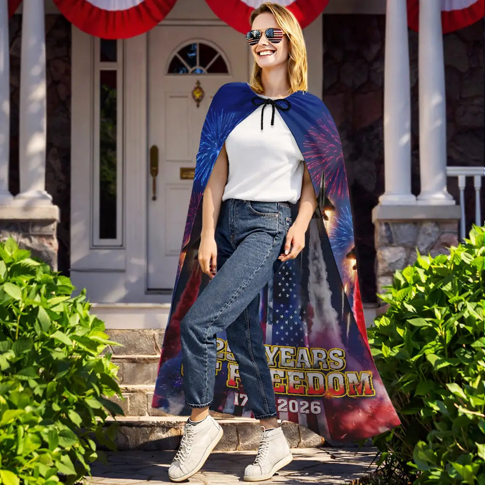 America 250th,Independence Day,Gift For Yourself,Proud,Custom Text - Stars And Stripes America 250th Semiquincentennial - Personalized Costume Cape