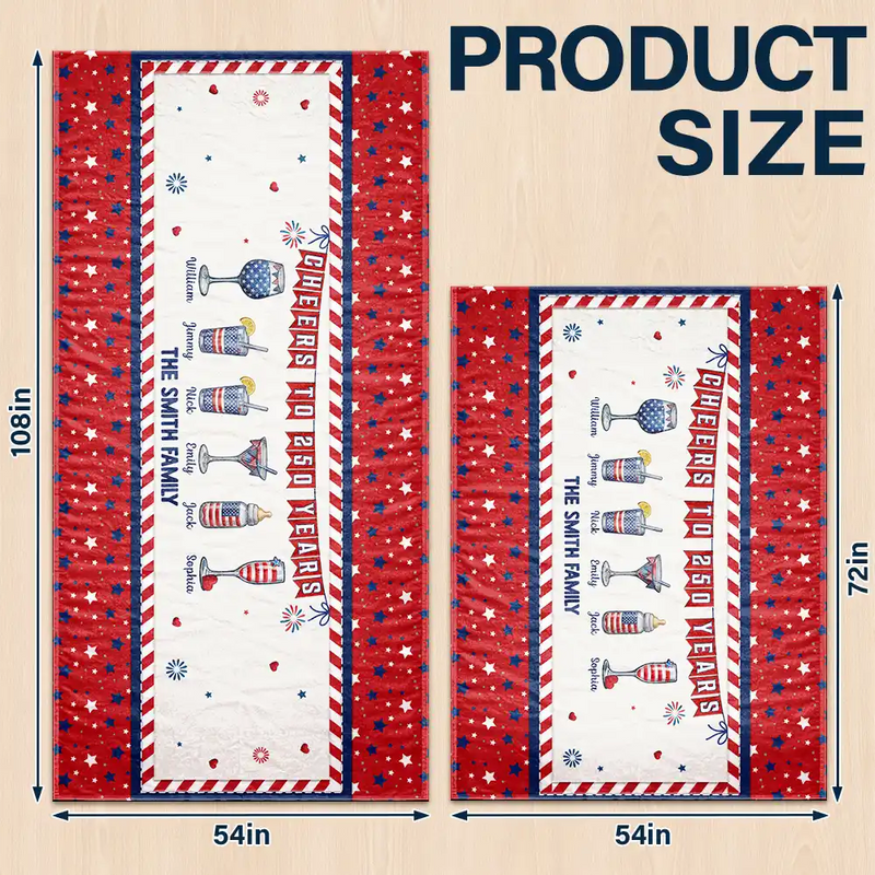 Independence Day,America 250th,Family,Happy,Gift For Yourself - Stars And Stripes America Cheers To 250 Years - Personalized Tablecloth