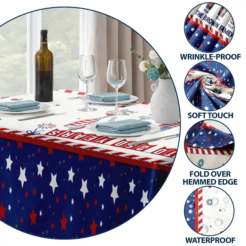 Independence Day,America 250th,Family,Happy,Gift For Yourself - Stars And Stripes America Cheers To 250 Years - Personalized Tablecloth
