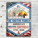 Independence Day, America 250th, Family, Camping, Happy - Stars And Stripes American 250th Birthday Family Camping - Personalized Classic Metal Signs