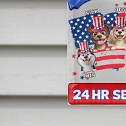 Independence Day,America 250th,Dog Lovers,Dog Mom,Dog Dad,Family,Happy,Cat Lovers,Cat Mom,Cat Dad,Pet Lovers,Pet Mom,Pet Dad - Stars And Stripes Area Patrolled By - Personalized Flag