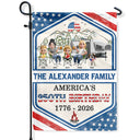 Independence Day, America 250th, amily, Camping, Happy - Stars And Stripes Camping Family 250th Anniversary - Personalized Flag