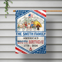 Independence Day, America 250th, amily, Camping, Happy - Stars And Stripes Camping Family 250th Anniversary - Personalized Flag