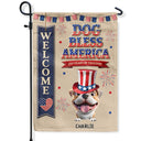 Independence Day,America 250th,Dog Lovers,Dog Mom,Dog Dad,Family,Happy,Cat Lovers,Cat Mom,Cat Dad,Pet Lovers,Pet Mom,Pet Dad - Stars And Stripes Dog Bless America - Personalized Flag