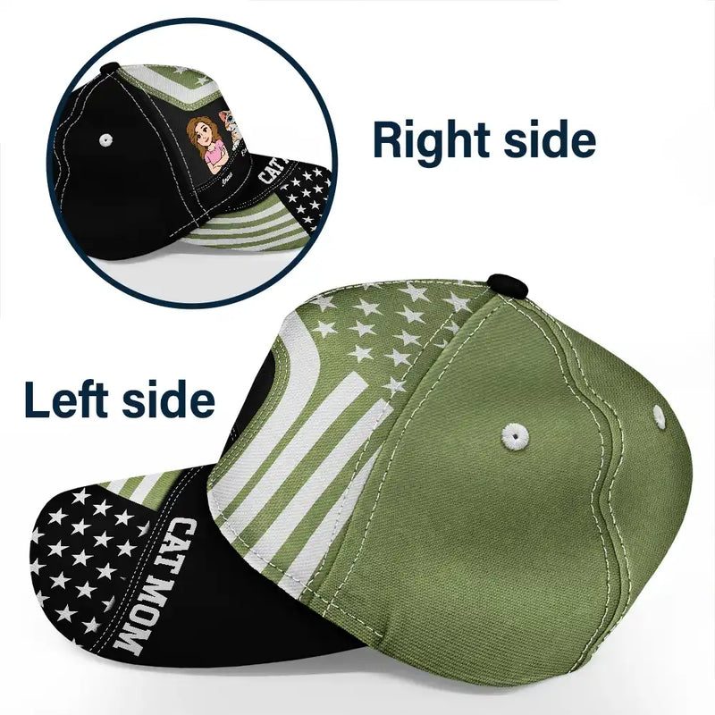 Pet Dad,Pet Mom,Independence Day,Vector,Confident - Stars And Stripes Dog Cat Dad Mom Retro Style Pet Lover - Personalized Classic Cap