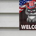 Pet Lovers,Dog Lovers,Cat Lovers,Family,Happy,Top Market,Independence Day - Stars And Stripes Dog Cat Welcome - Personalized Flag