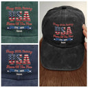 Independence Day,America 250th,Gift For Men,Gift For Women,Gift For Yourself,Happy - Stars And Stripes Faux Embroidery Effect Happy 250th Birthday - Personalized Vintage Washed Denim Cap