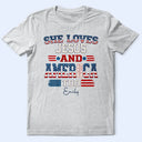 Independence Day, America 250th, Gift For Yourself, Gift For Men, Gift For Women, Happy - Stars And Stripes Faux Embroidery Effect Love Jesus And America - Personalized T Shirt