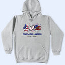Independence Day, America 250th, Gift For Yourself, Gift For Men, Gift For Women, Happy, No Custom - Stars And Stripes Faux Peace Love America - T Shirt