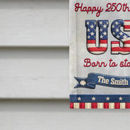Family,Parents,Gift For Grandparents,Happy - Stars And Stripes Happy USA 250Th Birthday Embroidery Effect - Personalized Flag