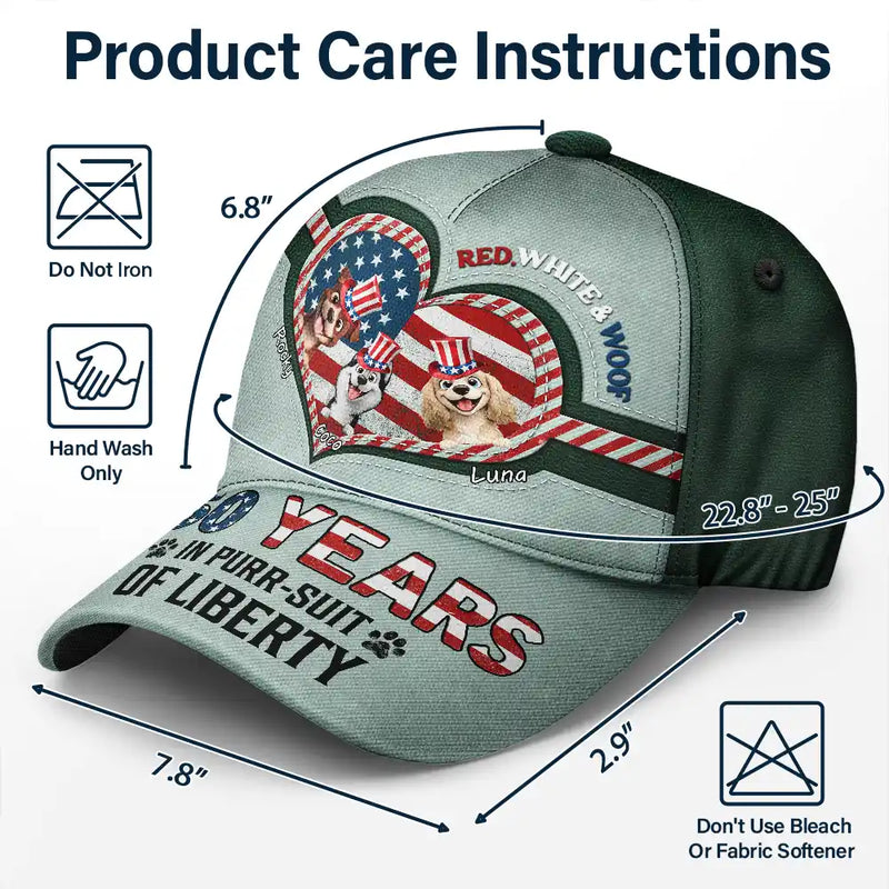 Vector,Independence Day,America 250th,Dog Lovers,Dog Mom,Dog Dad,Dog Couple,Happy - Stars And Stripes Red White Woof - Personalized Classic Cap