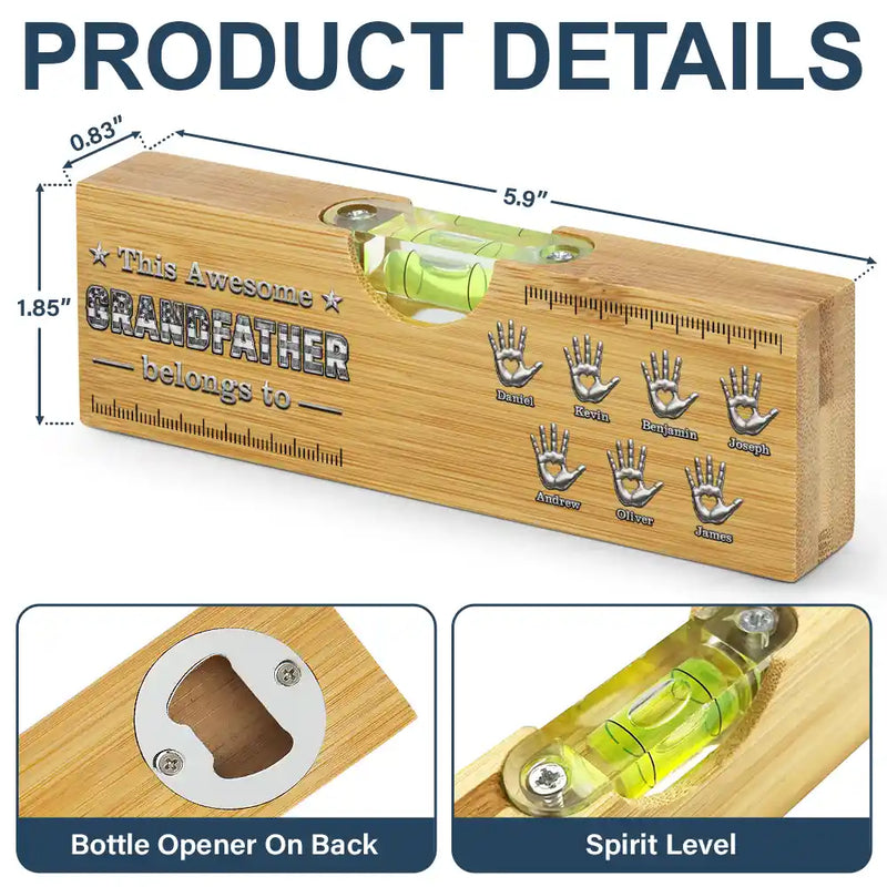 Gift For Father,Gift For Grandpa,Gift For Men,Happy,Independence Day,Vector - Stars And Stripes This Awesome Dad Belongs To - Personalized Bottle Opener Wood Level
