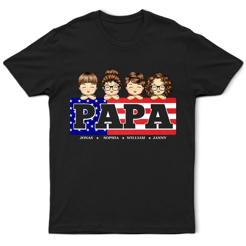 Gift For Father, Gift For Grandpa, Happy - Stars And Stripes Title Box Dad Grandpa Papa - Personalized T Shirt