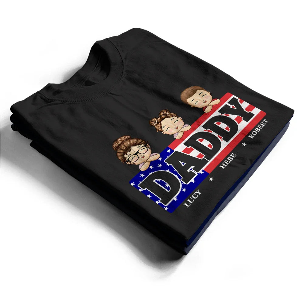 Gift For Father, Gift For Grandpa, Happy - Stars And Stripes Title Box Dad Grandpa Papa - Personalized T Shirt