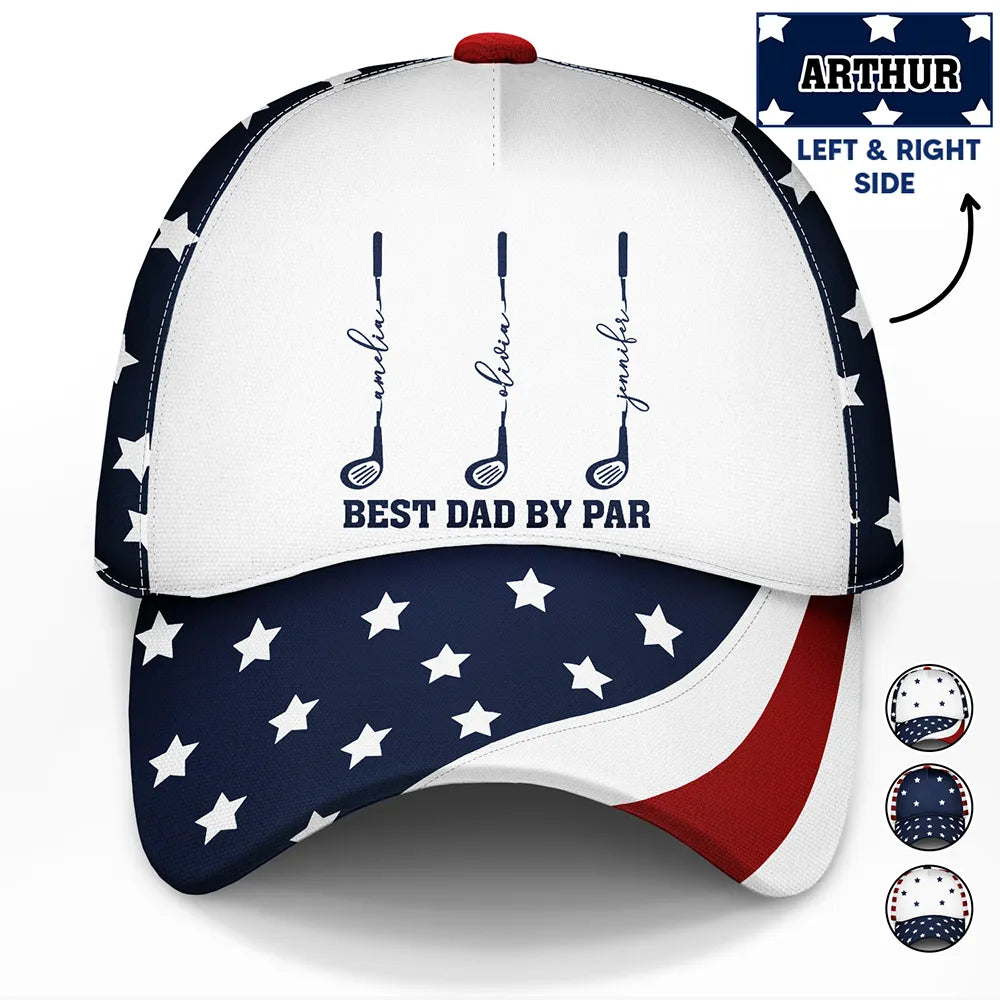 Stars & Stripes Best Dad Grandpa By Par Golf Clubs - Personalized Classic Cap