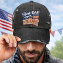 Happy,Gift For Father,Gift For Grandpa,Gift For Men,Independence Day,America 250th,Icon,Adorable - Stars & Stripes Best Dad Grandpa Ever Fist Bump - Personalized Distressed Cap