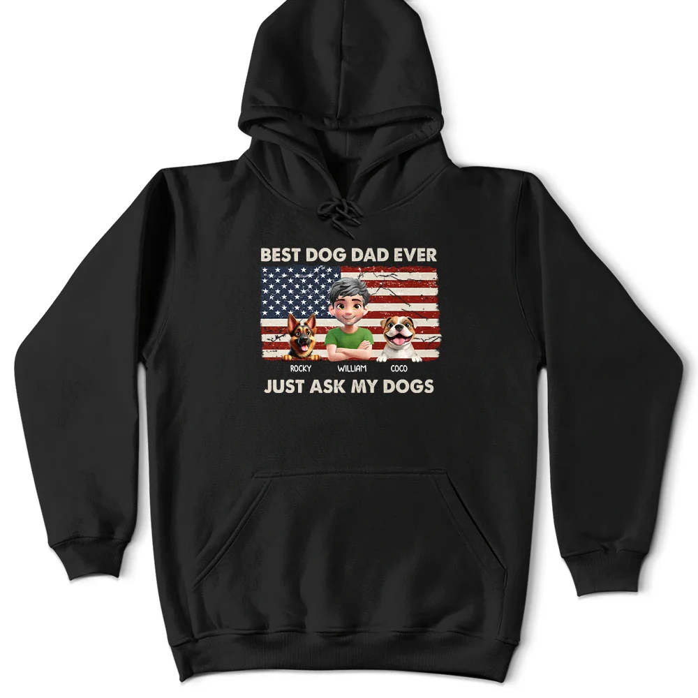 Pet Lovers,Pet Mom,Pet Dad,Dog Lovers,Dog Mom,Dog Dad - Stars & Stripes Best Dog Dad Ever Just Ask - Personalized T Shirt