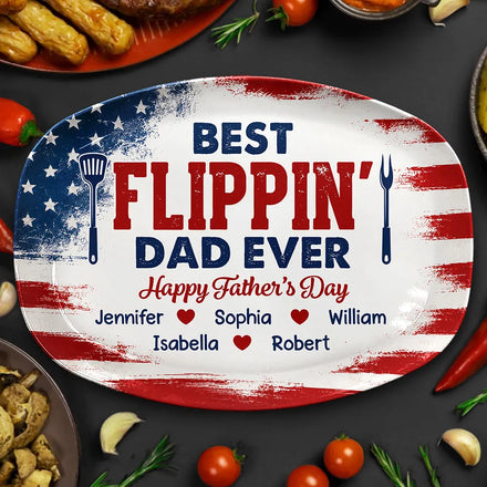 Stars & Stripes Best Flippin' Dad Ever - Personalized Plate