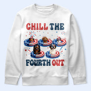 Pet Lovers,Pet Mom,Pet Dad,Dog Lovers,Dog Mom,Dog Dad,Happy - Stars & Stripes Chill The Fourth Out 3D Effect Dog - Personalized T Shirt