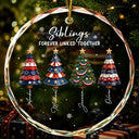 Independence Day,America 250th,Christmas,Gift For Sibling,Cozy,Icon - Stars & Stripes Christmas Tree Brothers & Sisters Forever Linked Together - Personalized Circle Glass Ornament