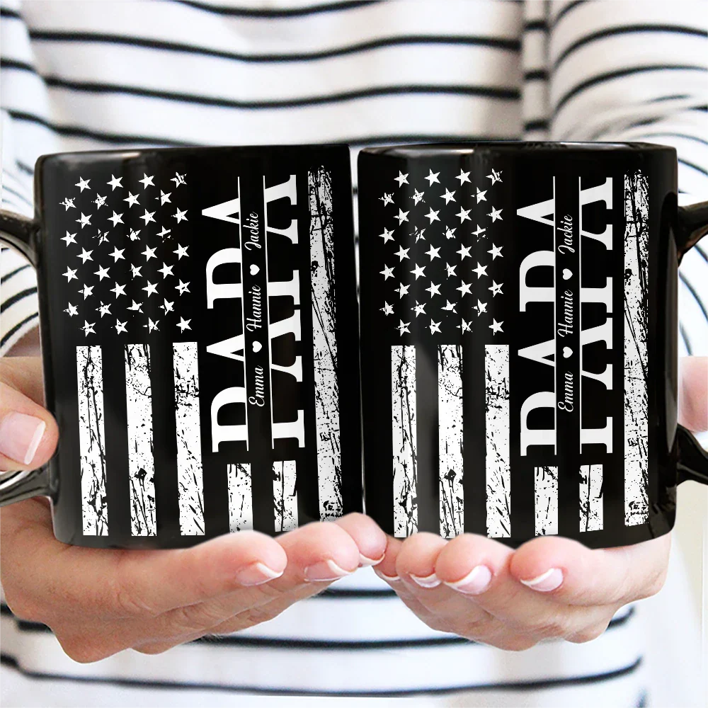 Gift For Father,Dad,Children - Stars & Stripes Dad Grandpa We Love You - Personalized Black Mug