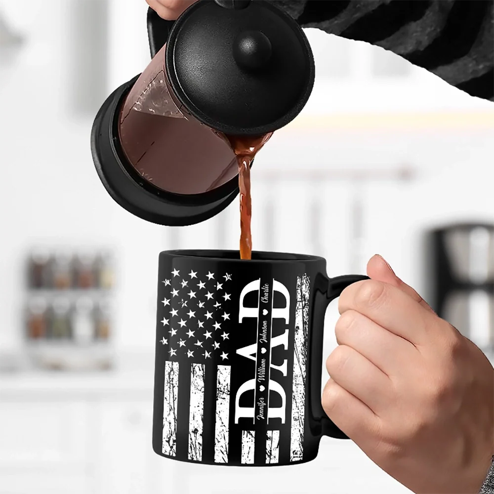 Stars & Stripes Dad Grandpa We Love You - Personalized Black Mug