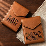 Gift For Father, Independence Day, Proud, Custom Text - Stars & Stripes Dad Papa - Personalized Leather Slim Wallet