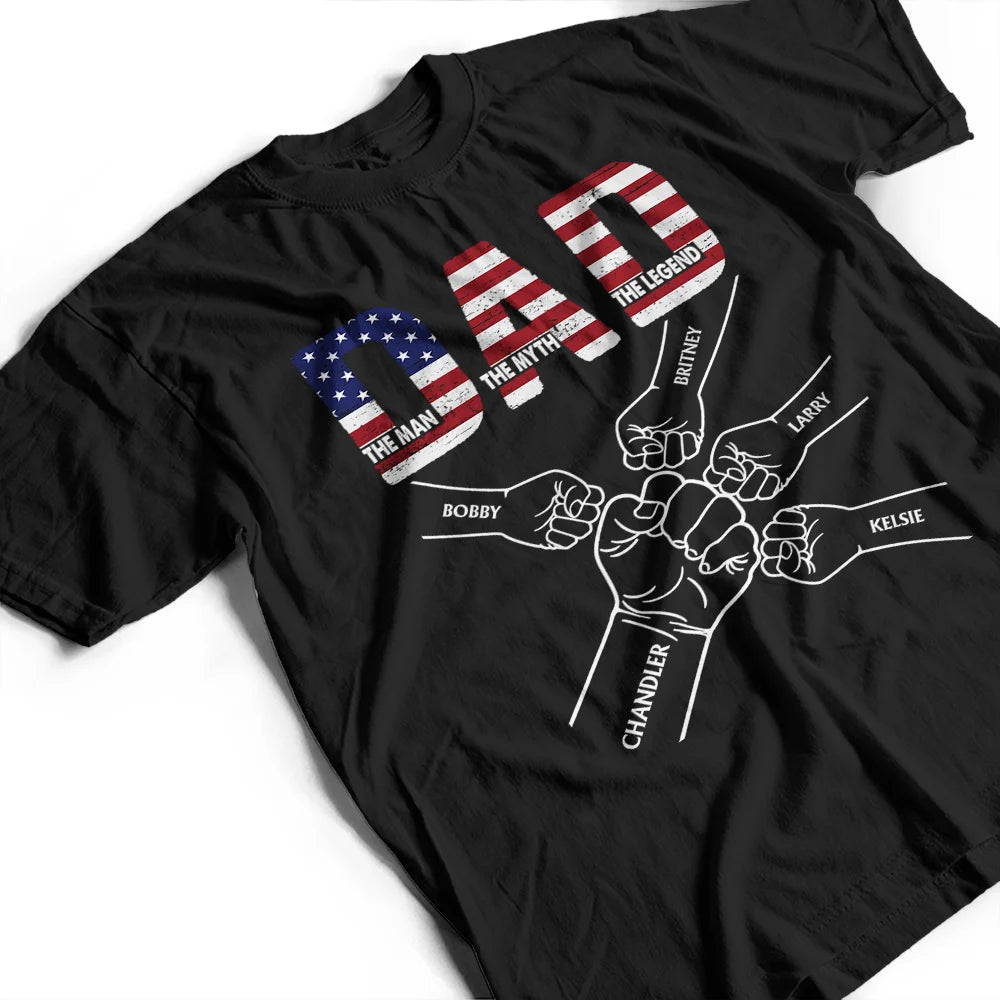 Independence Day, America 250th, Gift For Father, Dad - Children - Stars & Stripes Dad The Man The Myth The Legend - Personalized T Shirt