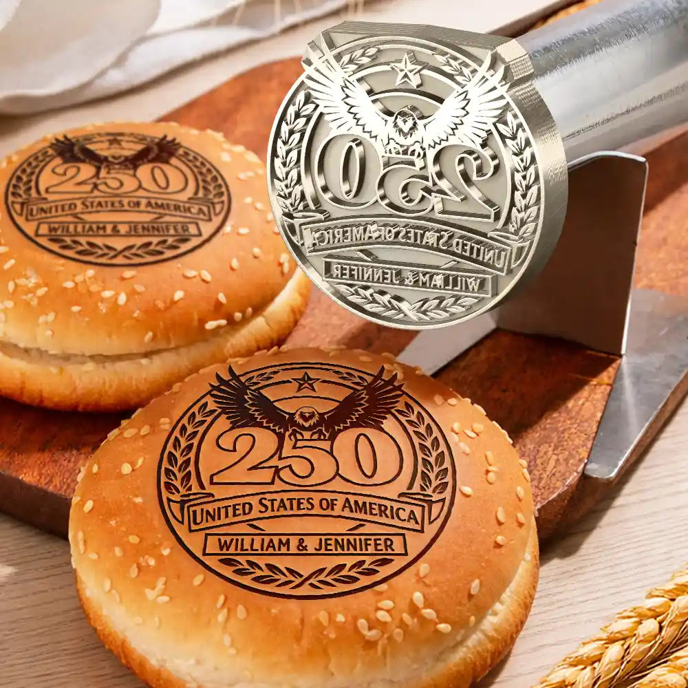 Family, Happy, Independence Day, America 250th - Stars & Stripes Eagle USA 250 - Personalized Grilling Branding Stamp