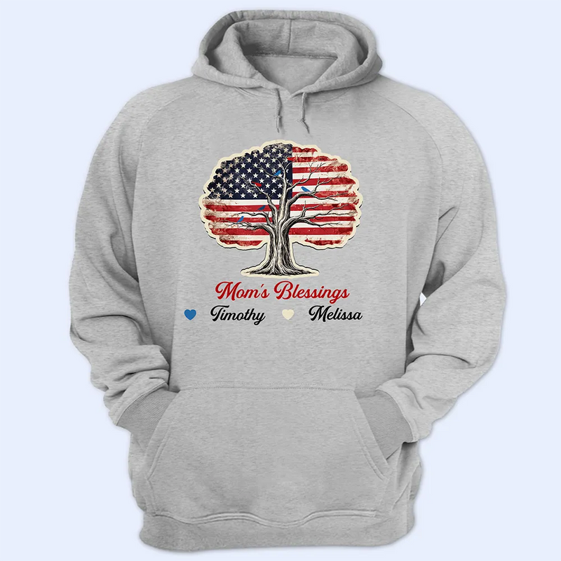 Gift For Grandma,Grandma,Grandkids,Independence Day,Happy - Stars & Stripes Grandma's Blessing - Personalized T Shirt