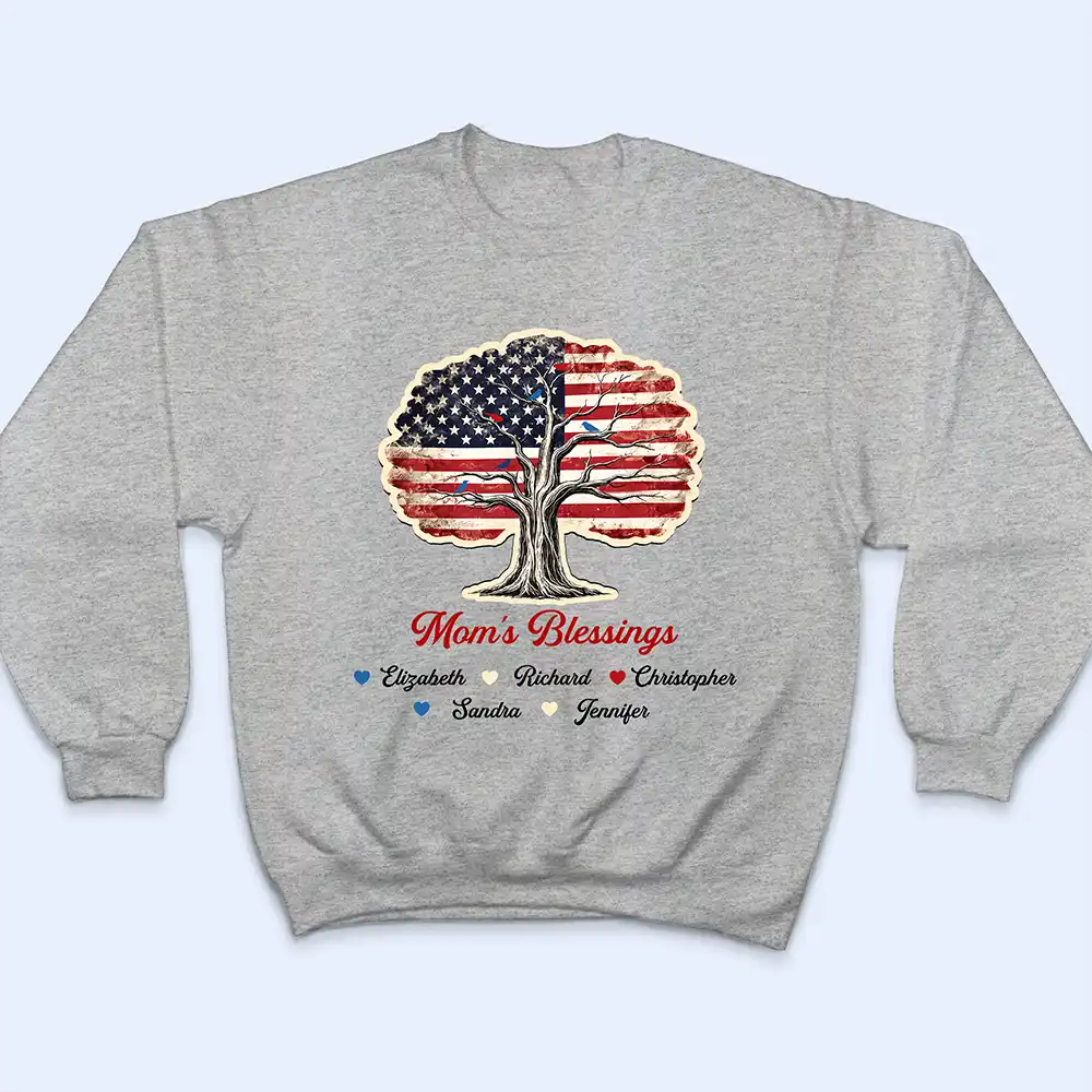 Gift For Grandma,Grandma,Grandkids,Independence Day,Happy - Stars & Stripes Grandma's Blessing - Personalized T Shirt