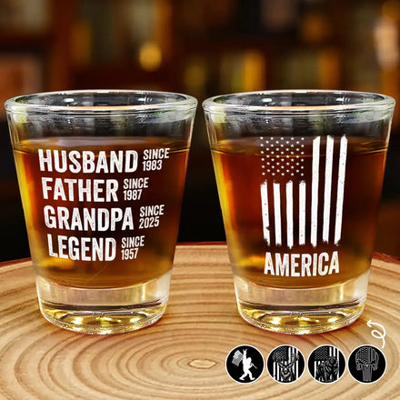 Stars & Stripes Legend Husband Daddy Since - Personalized Shot Glass