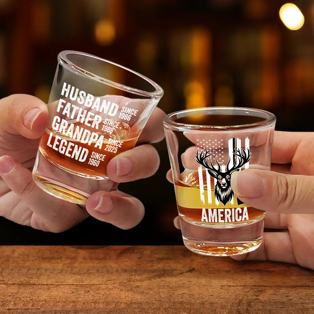 Gift For Father,Funny - Stars & Stripes Legend Husband Daddy Since - Personalized Shot Glass