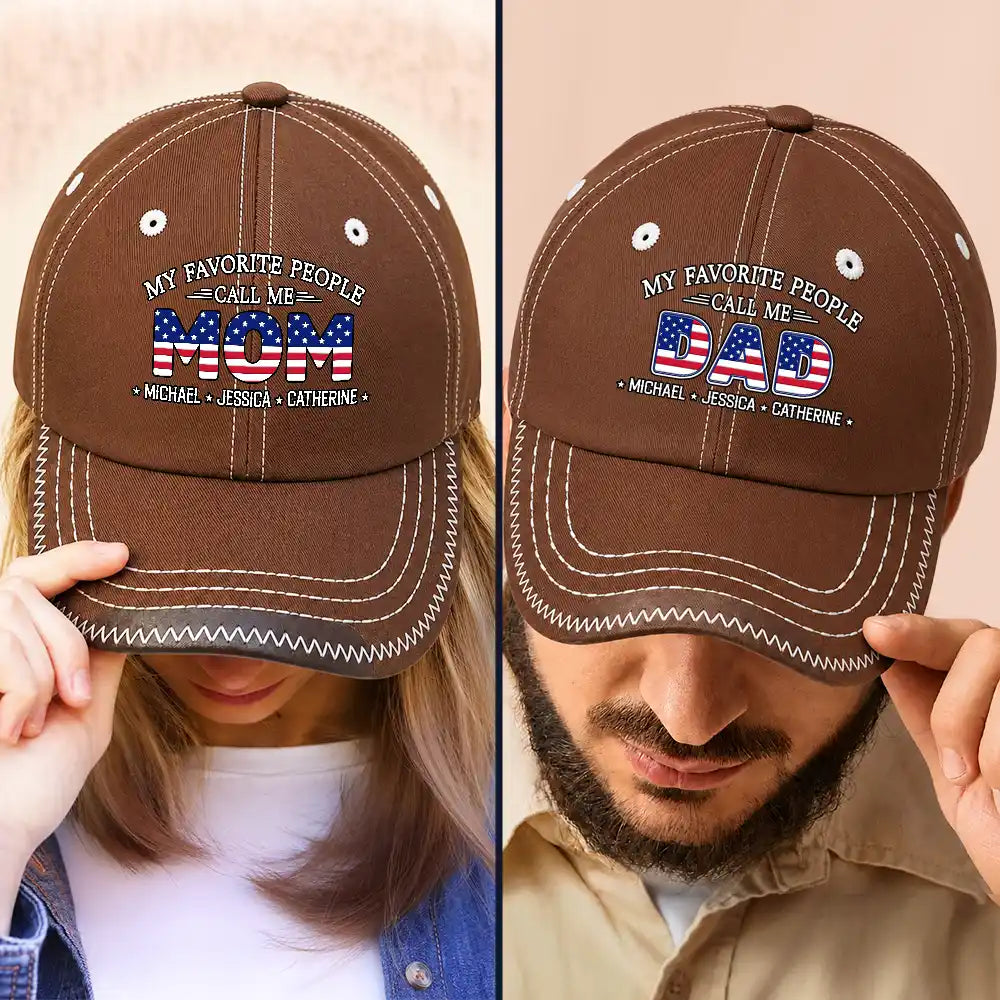 Independence Day,Gift For Grandpa,Humorous,Icon,Special Font - Stars & Stripes My Favorite People Call Me Papa Dad - Personalized Vintage Baseball Cap