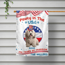 Dog Lovers,Dog Mom,Dog Dad,Funny,Independence Day - Stars & Stripes Pawty In The USA - Personalized Flag