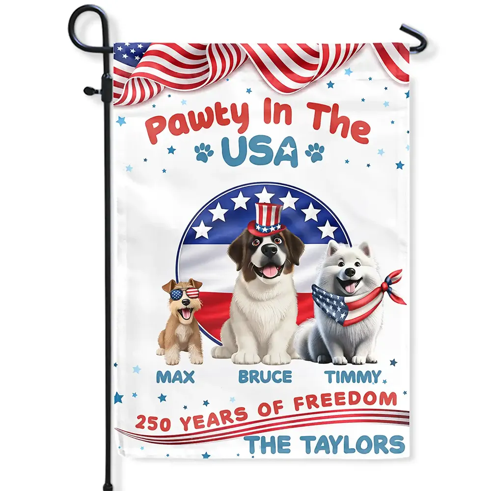 Stars & Stripes Pawty In The USA - Personalized Flag