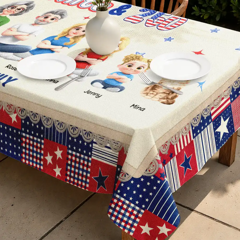 Independence Day,America 250th,Family,Happy,Gift For Yourself,Gift For Father,Gift For Mother - Stars & Stripes Red White And 250 - Personalized Tablecloth