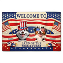 Funny,Independence Day,Pet Lovers,Pet Mom,Pet Dad - Stars & Stripes The Land Of Free And Furry - Personalized Doormat