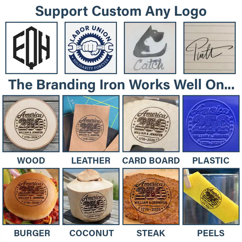 Family,Happy,Independence Day,America 250th - Stars & Stripes USA 250th Anniversary - Personalized Grilling Branding Stamp