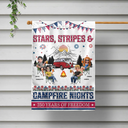 Gift For Couples,Gift For Husband,Gift For Wife,Gift For Boyfriend,Gift For Girlfriend,Gift For Bestie,Gift For Sibling,Gift For Sisters,Gift For Brothers,Camping,Independence Day,Happy - Stars & Stripes & Campfire Nights - Personalized Flag