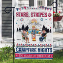 Gift For Couples,Gift For Husband,Gift For Wife,Gift For Boyfriend,Gift For Girlfriend,Gift For Bestie,Gift For Sibling,Gift For Sisters,Gift For Brothers,Camping,Independence Day,Happy - Stars & Stripes & Campfire Nights - Personalized Flag