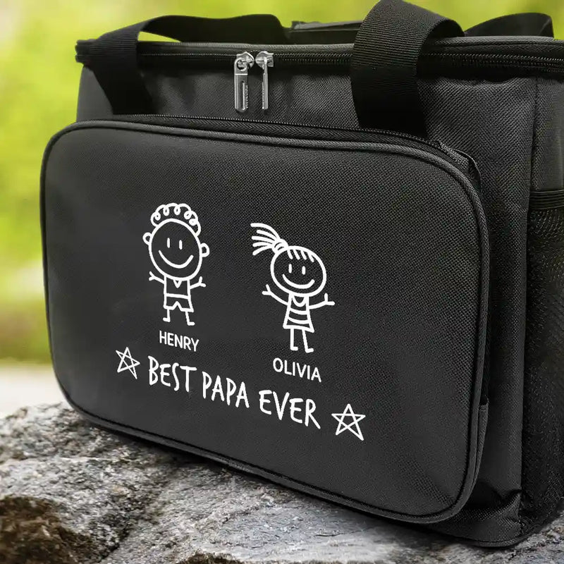 Gift For Husband,Gift For Yourself,Gift For Men,Gift For Grandpa,Gift For Father,Love - Stick Figure Best Dad Grandpa Ever - Personalized Lunch Bag, Cooling Tote