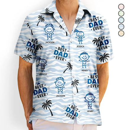 Stick Figures Best Dad Grandpa Ever - Personalized Hawaiian Shirt