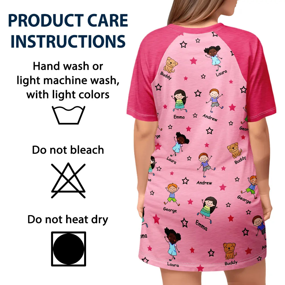 Gift For Grandma,Gift For Mother,Gift For Women,Happy,Top Market,Stick Figure,Pet Mom, Top Market,Non-Eng, Icon - Stick Figures Best Grandma Mom Ever - Personalized Women's Sleep Tee