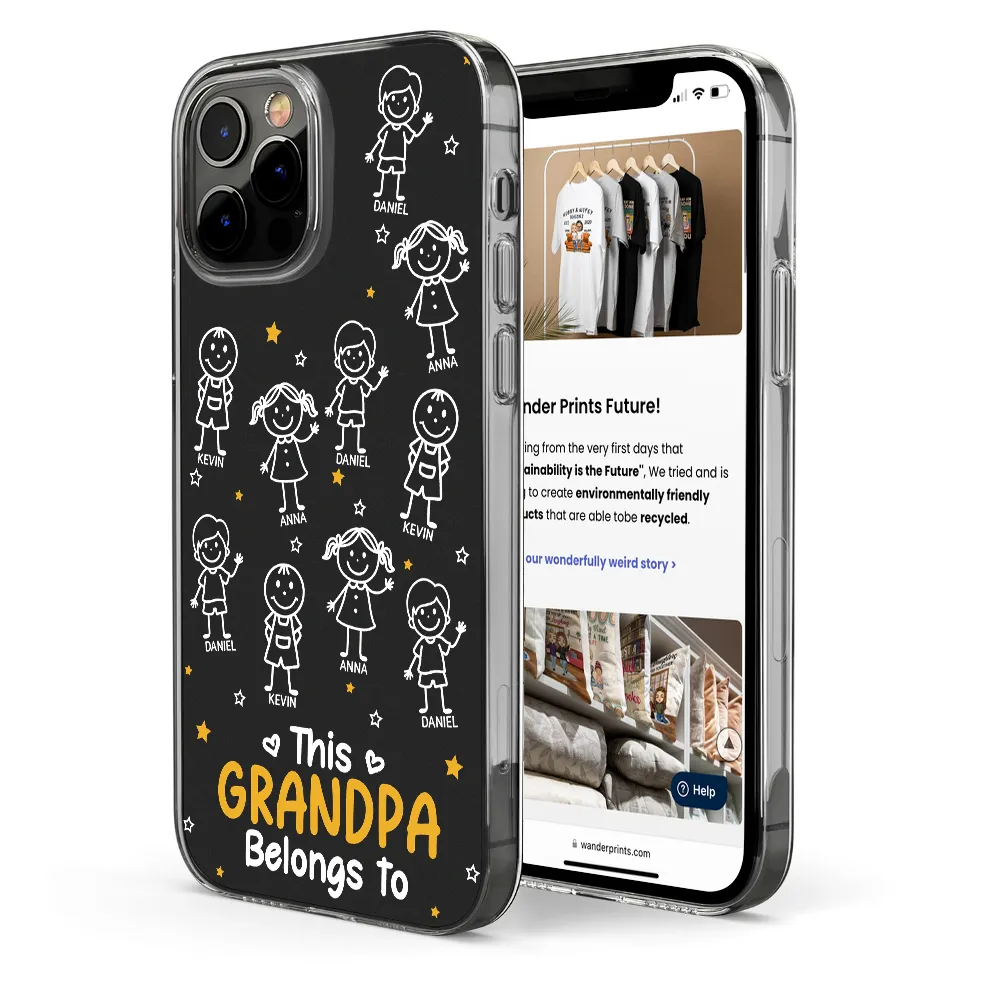 Gift For Father,Gift For Mother,Gift For Grandma,Gift For Grandpa,Happy - Stick Figures This Grandpa Grandma Belongs To Kids Pet - Personalized Clear Phone Case