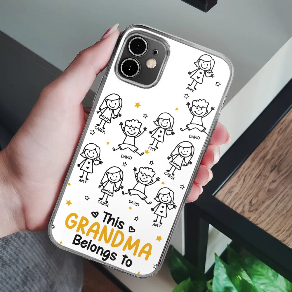 Gift For Father,Gift For Mother,Gift For Grandma,Gift For Grandpa,Happy - Stick Figures This Grandpa Grandma Belongs To Kids Pet - Personalized Clear Phone Case